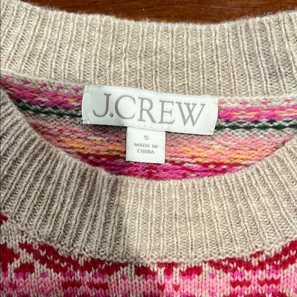 J. Crew Pink and Red Fair Isle Crew Neck Sweater - Picture 3 of 4